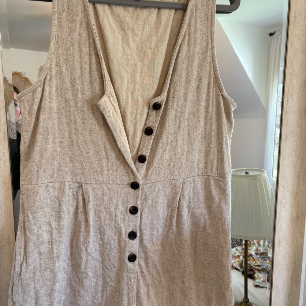 Madewell Cream Button-Front Romper - Picture 4 of 5